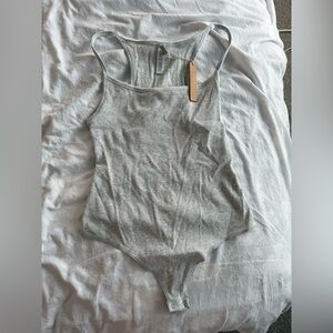 Skims Cotton Rib Tank Bodysuit in Light Heather Grey